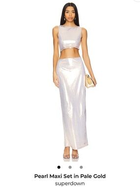 superdown Shimmer Pearl Maxi Set in Pale Gold